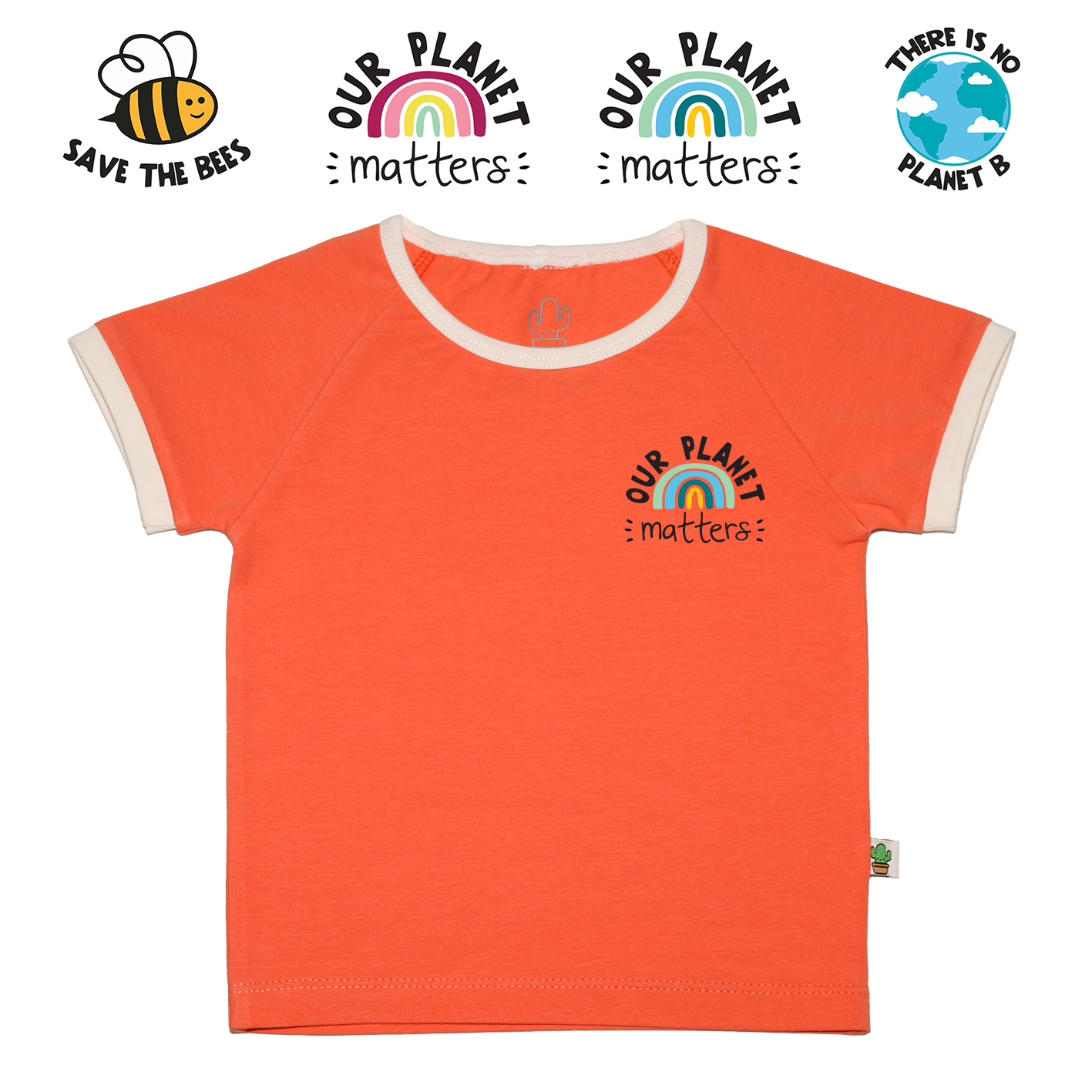 T-shirt save the planet oranje